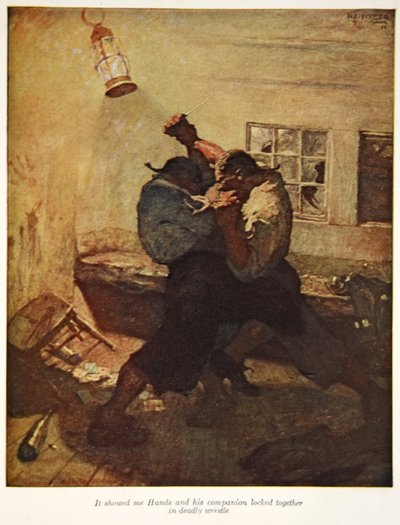 Es zeigte mir Hands und seinen Begleiter, in tödlichem Kampf verstrickt, eine Illustration aus 